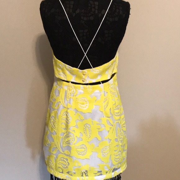 NWOT Anthropology Mauve Yellow Lace Mini Summer Dress size 10 - Picture 4 of 8